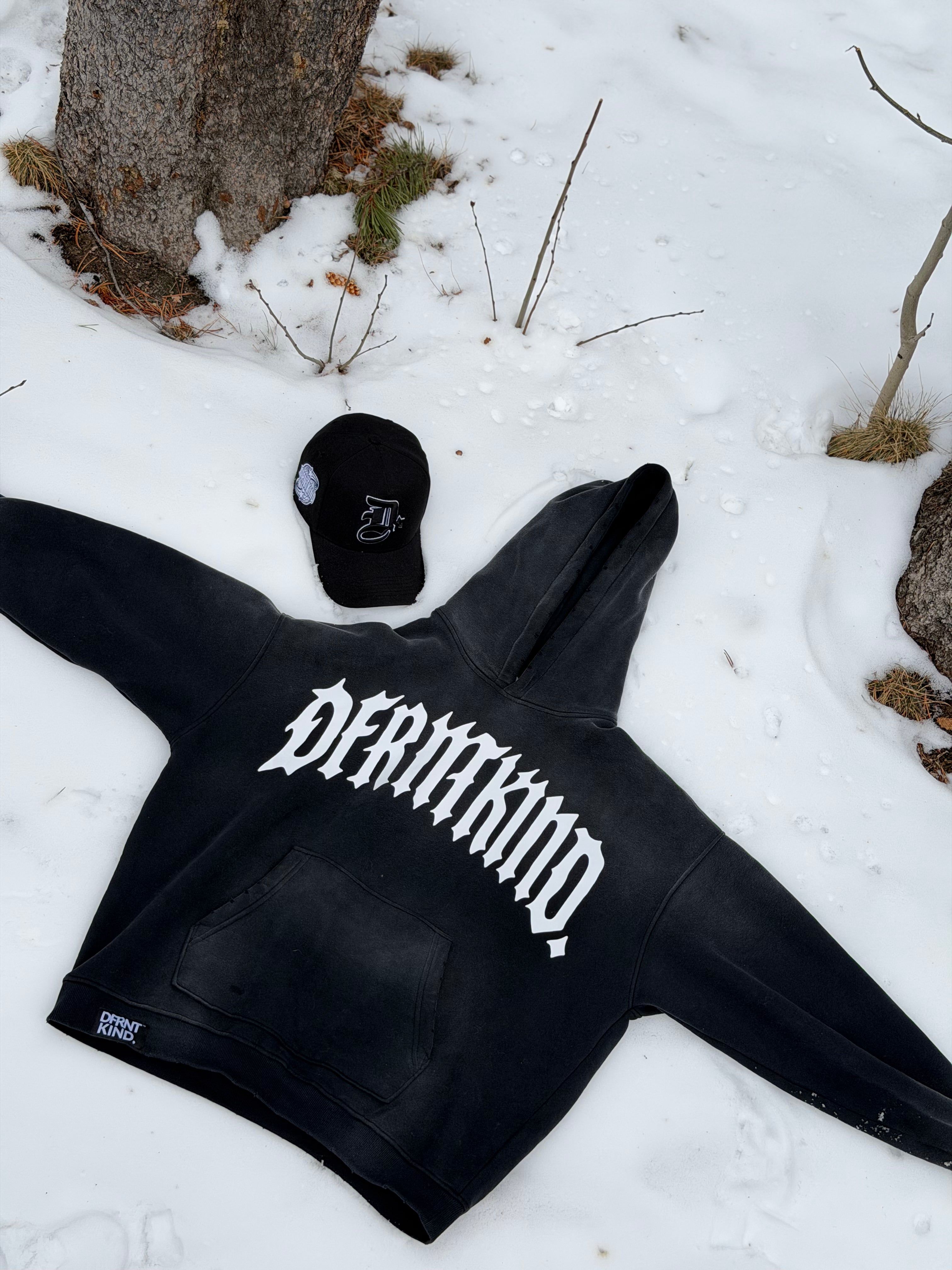 DISTRESSED VARSITY LOGO HOODIE