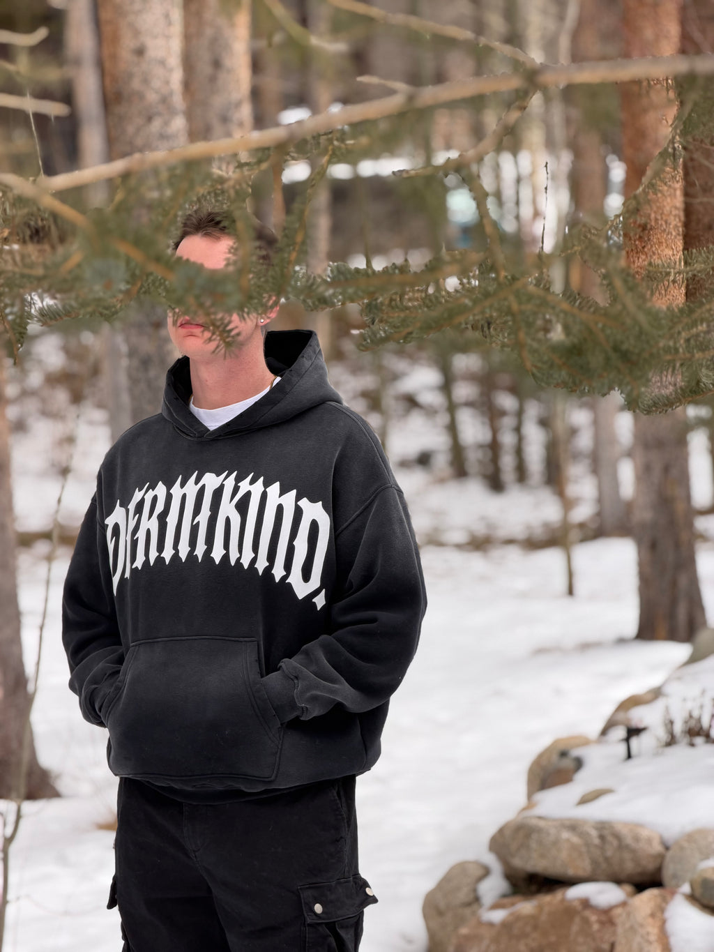 DISTRESSED VARSITY LOGO HOODIE