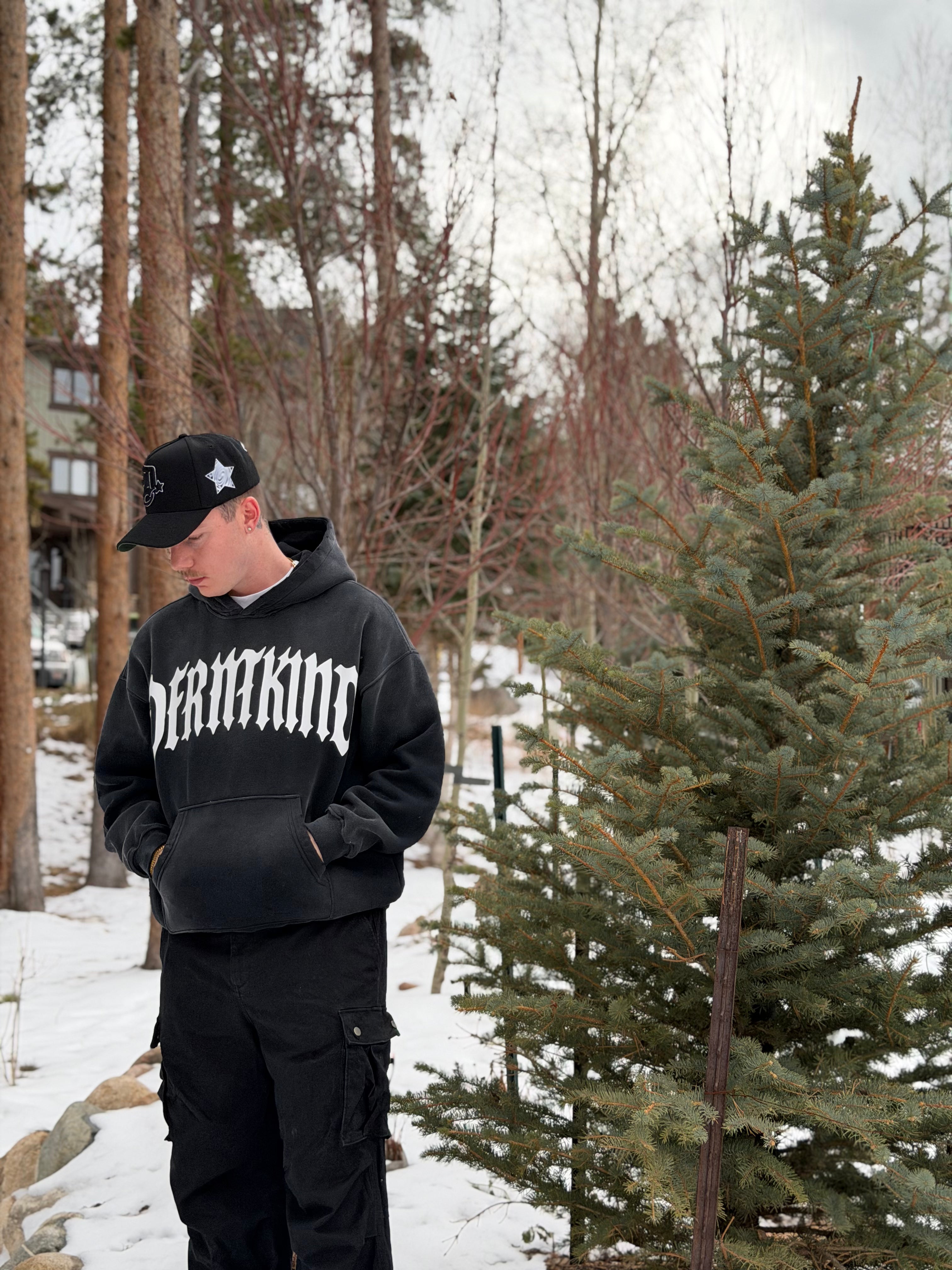 DISTRESSED VARSITY LOGO HOODIE