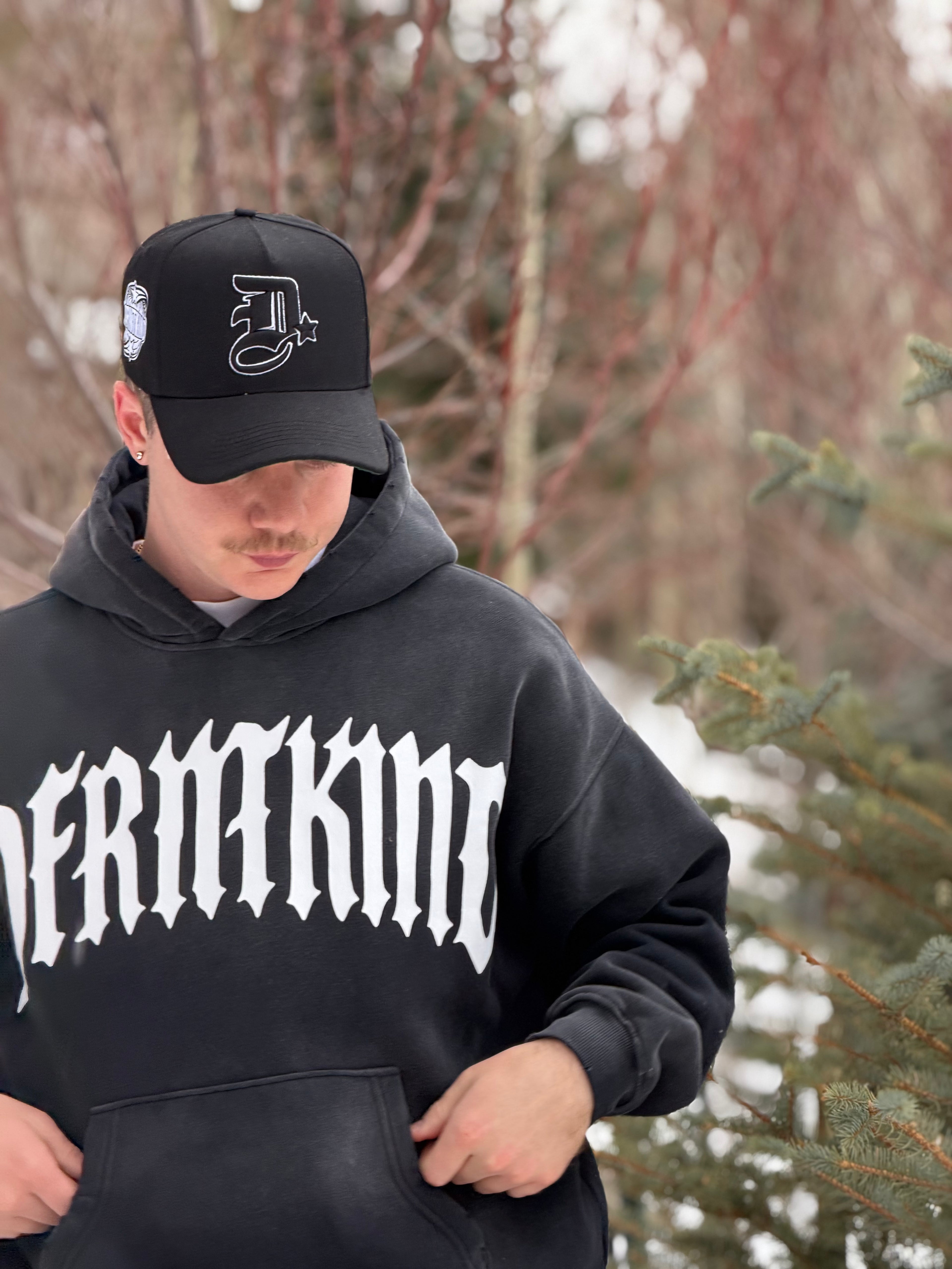 DISTRESSED VARSITY LOGO HOODIE